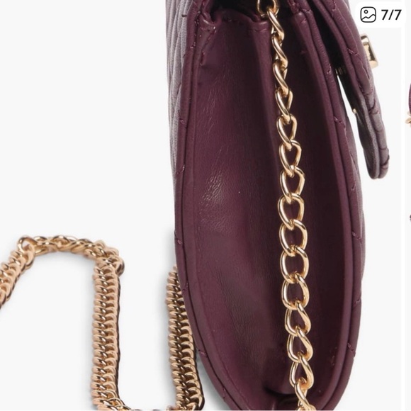 BADGLEY MISCHKA QUILTED CROSSBODY BAG BURGUNDY W/CHAIN VEGAN LEATHER NWT - Picture 7 of 7